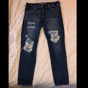 Dark wash american eagle holy skinny jeans